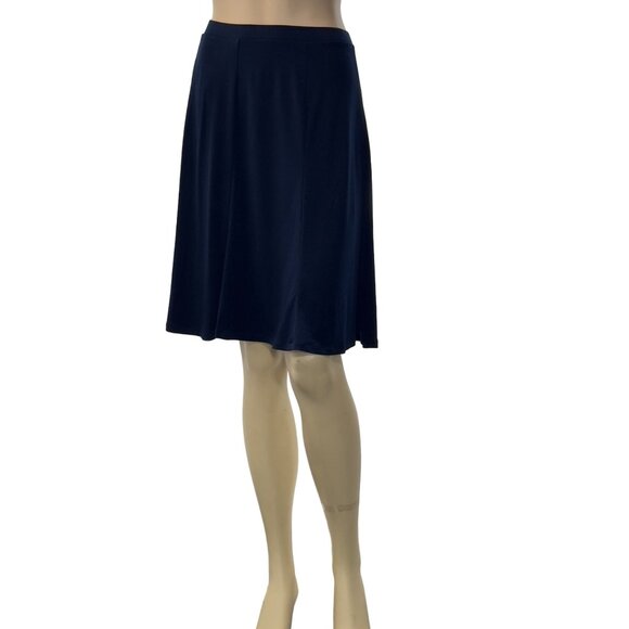 LIZ CLAIBORNE Women's Darkest Sky Blue A-Line Skirt Size Polyester Stretch L - Picture 3 of 12